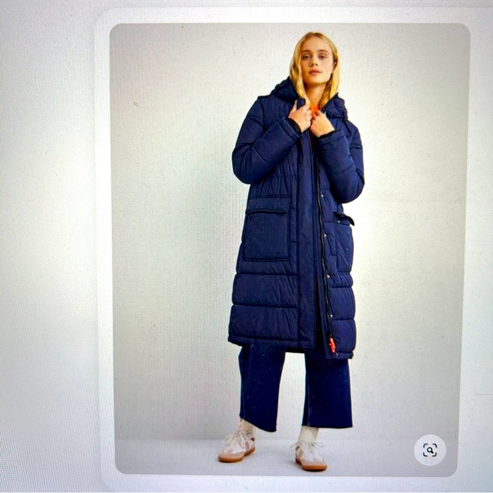 Boden longline hooded puffer coat